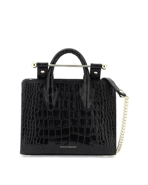 Strathberry Nano Tote Lederen Tas in het Black