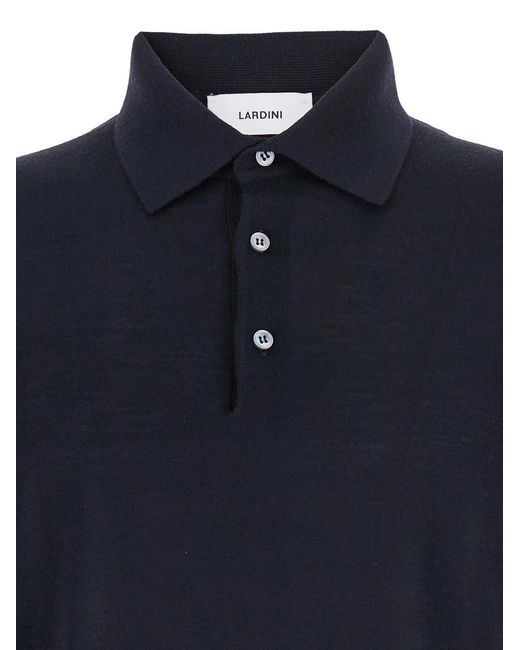 Lardini Gray Long-Sleeved Knit Polo for men