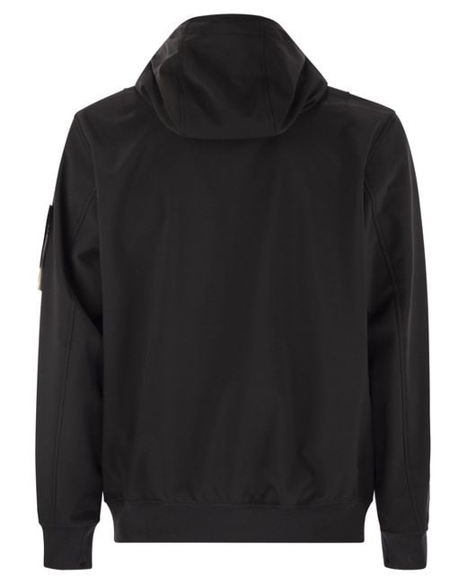 Stone Island Black Light Jacket With Hood And Weatherproof Membrane for men