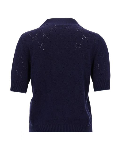 Gucci Blue Silk And Cotton Polo Shirt
