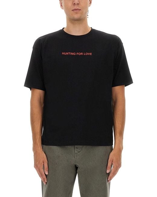 Aspesi Black T Shirt With "Hunting For Love" Print