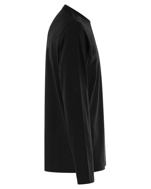 Fedeli Black Giza Cotton Crew Neck T Shirt for men