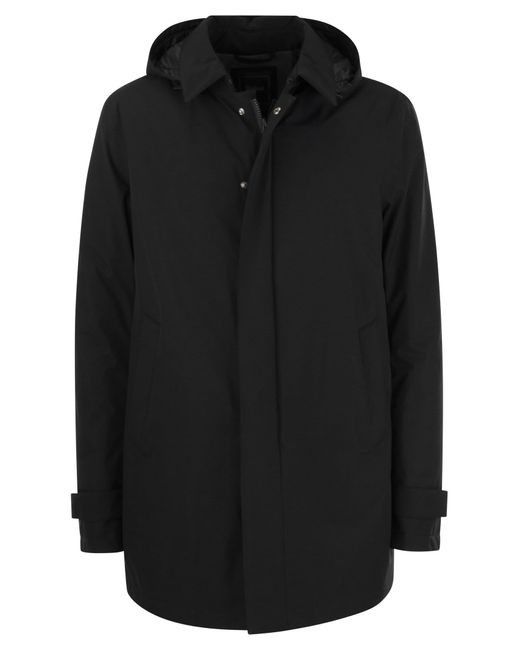 Herno Black Long Down Jacket With Hood for men