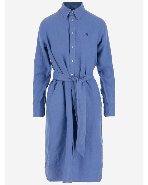 Linen Dress di Polo Ralph Lauren in Blue