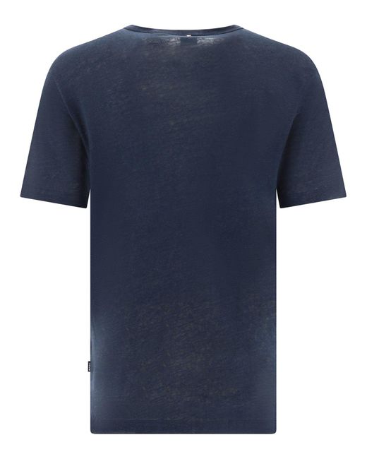 Boss "Tiburt" Leinen T -Shirt in Blue für Herren