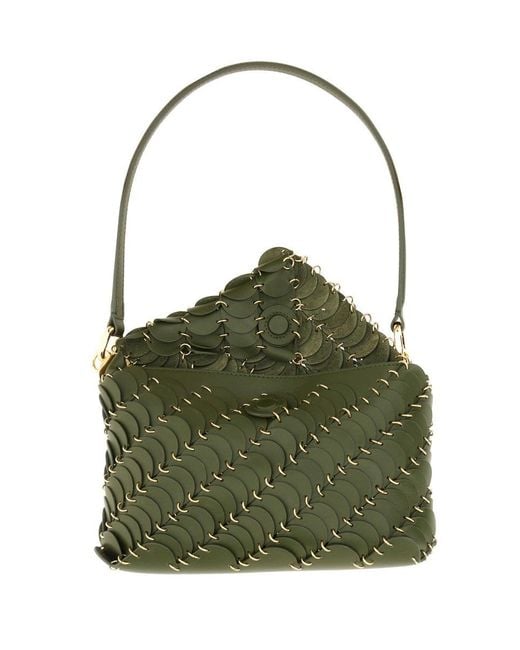 Rabanne Green Paco Disc Leather Shoulder Bag