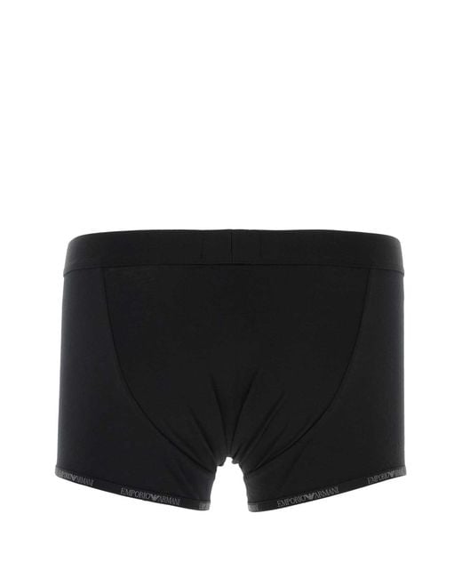Emporio Armani Black Stretch Cotton Boxer Set for men