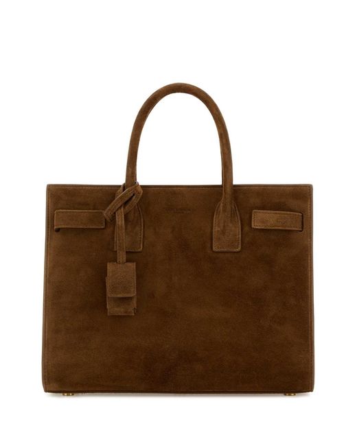 Saint Laurent Brown Suede Sac De Jour Handbag