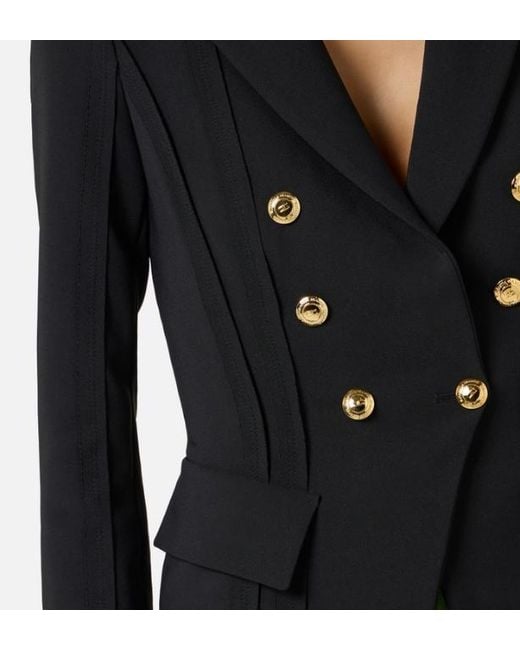 Elisabetta Franchi Blue Jacket With Raw Cut Patterns