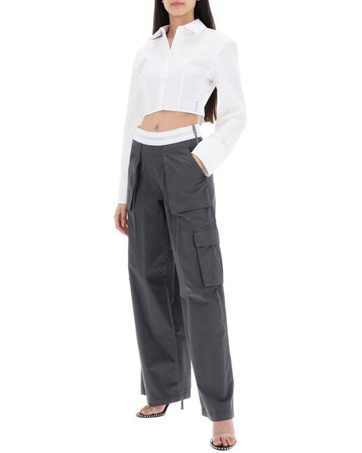 Pantalones de carga delantos con cintura elástica Alexander Wang de color Gray