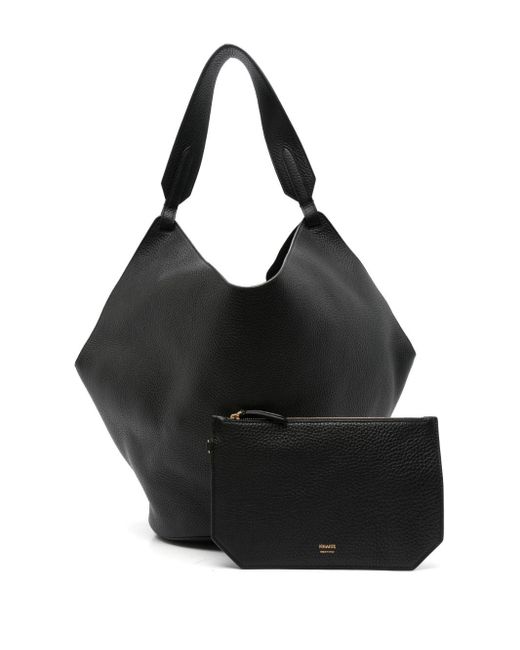 Khaite Black Lotus Medium Leather Shoulder Bag