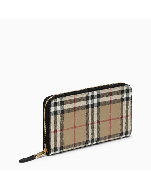 Burberry Zip Around Wallet In Leather And Vintage Check | Lyst UK