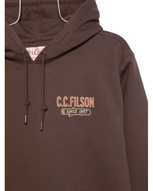 Filson Brown Printed Cotton Hoodie for men