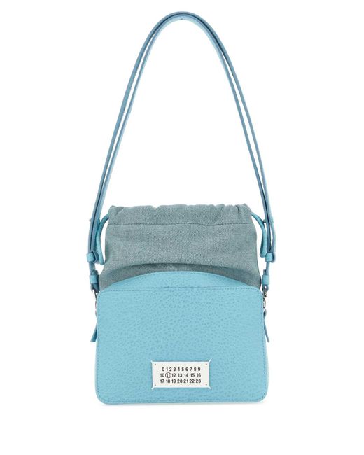 Maison Margiela Blue Leather And Fabric 5 Ac Bucket Bag for men