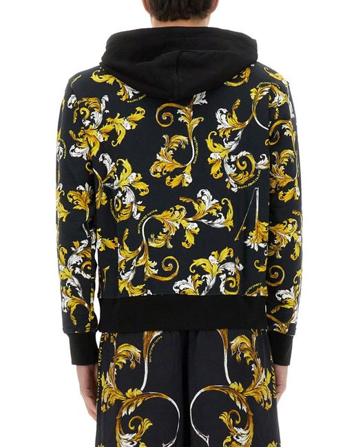 Versace Jeans Couture Black Baroque-Inspired Hoodie for men