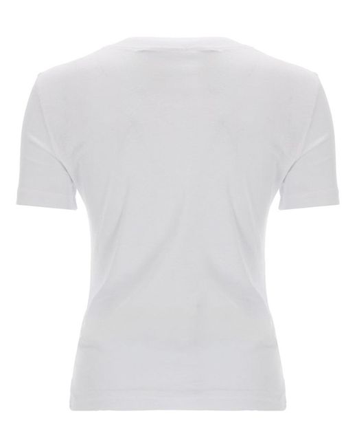Versace Jeans Couture White T-Shirt Con Logo Glitterato