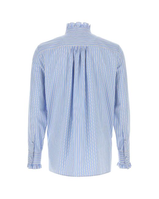 Valentino Garavani Blue Embroidered Poplin Shirt for men