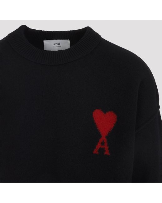 AMI Black Adc Crewneck Sweater for men