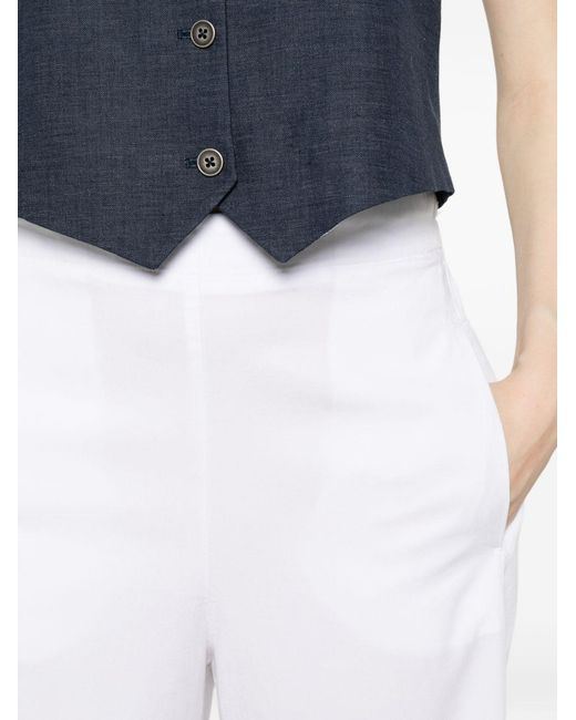 Via Masini 80 White Trousers Lyocell