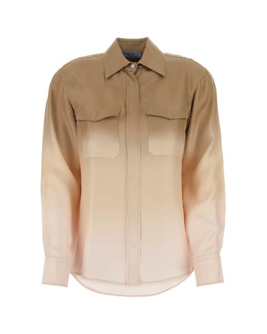 Prada Natural Multicolor Twill Shirt