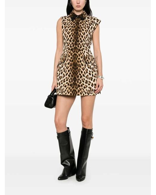 Sportmax White Lonza Short Dress With Animal Print