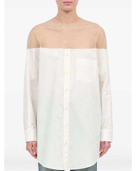 MM6 by Maison Margiela White Long Sleeved Top