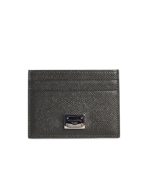 Dolce & Gabbana Gray Dolce & Gabbana Dove Leather Card Holder
