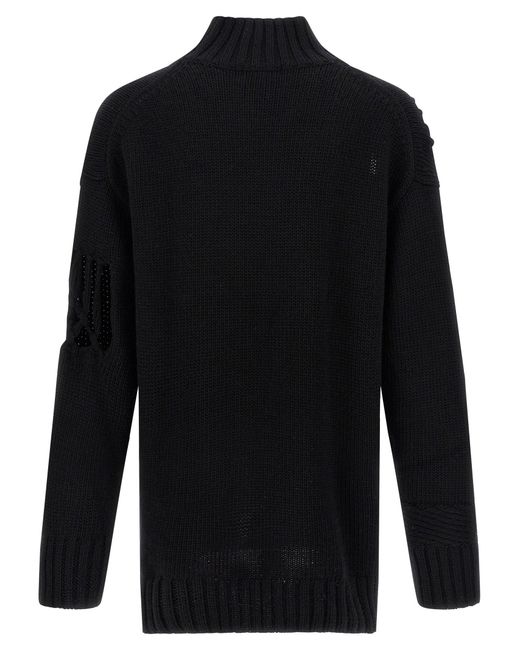 Yohji Yamamoto Blue Macramé Insert Sweater for men