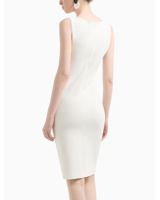 Emporio Armani White Ottoman Jersey Sheath Dress