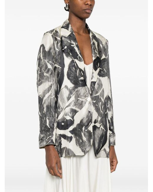 Alysi White Printed Single-Breasted Jacket