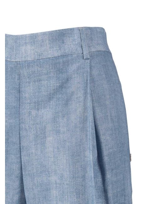Ermanno Scervino Blue Pantalone Fluido Marocain