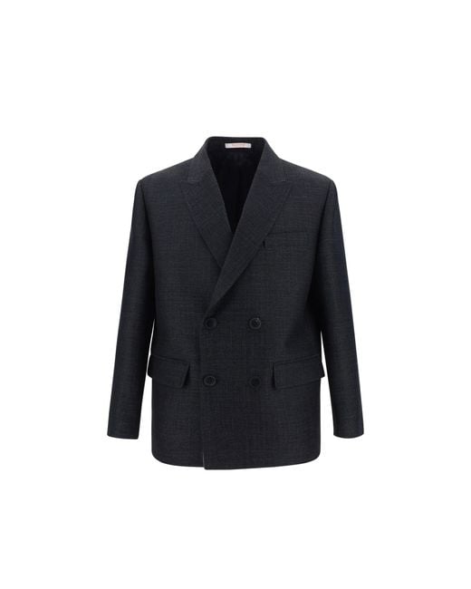 Valentino Blue Wool And Silk Jacket for men