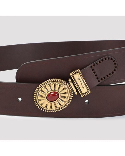 Etro Lederen Riem in het Brown