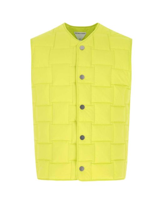 Bottega Veneta Yellow Fluo Nylon Padded Vest for men