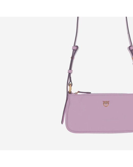 Pinko Purple Half Moon Baguette Mini Leather Bag