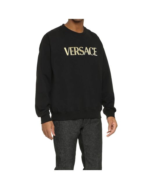 Versace Black Cotton Logo Sweatshirt for men