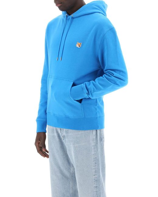 Maison Kitsuné Vos Head Cooded Sweatshirt in het Blue voor heren