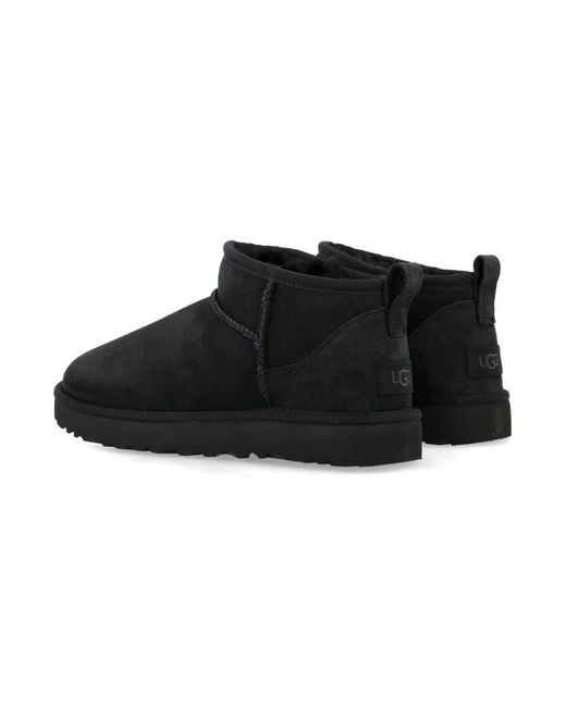 Ugg Black Classic Ultra Mini Suede Boots For