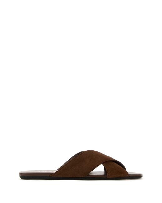 Prada Brown Solid Ciabatte Slippers