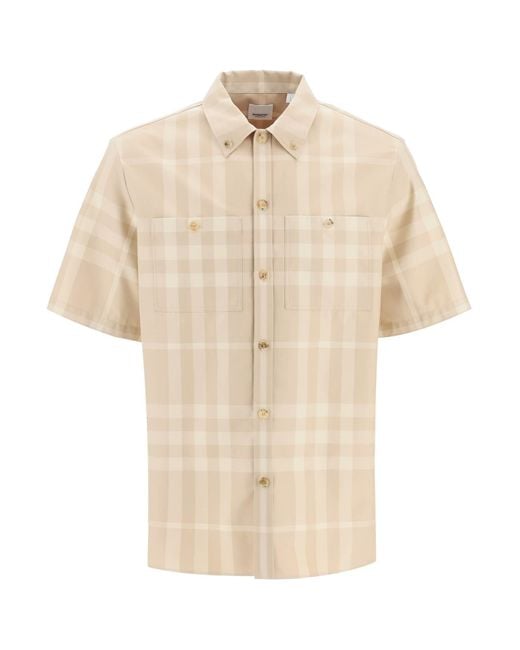 Camisa a cuadros de algodón de manga corta de Burberry de hombre de color  Neutro | Lyst