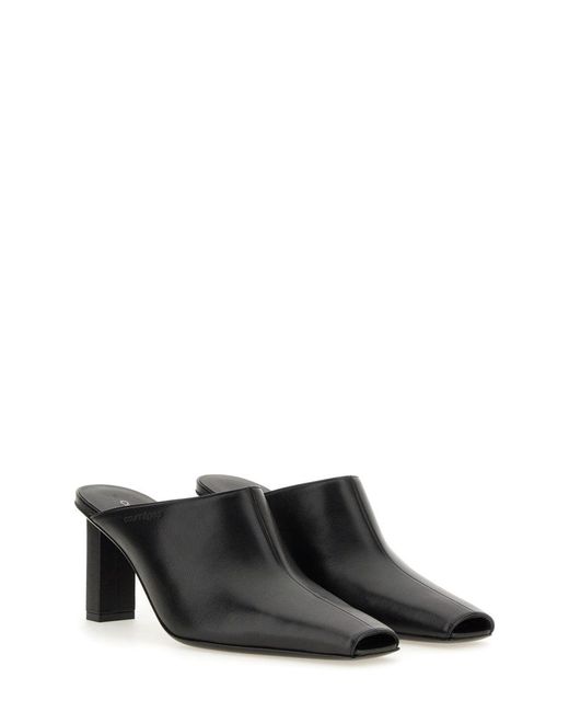 Courreges Black Pointed Toe Mules
