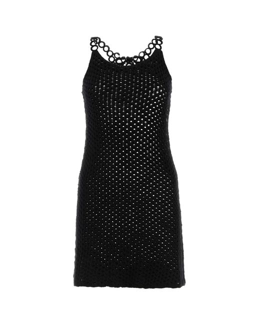 Chloé Black Crochet Wool Mini Dress