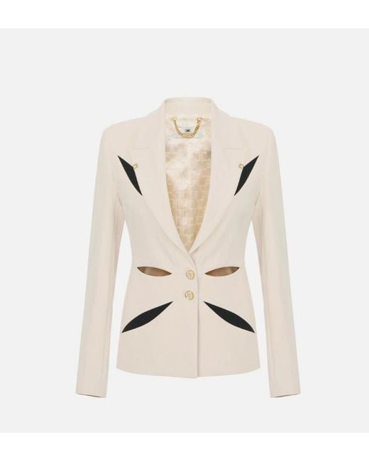 Elisabetta Franchi Natural Two Tone Cut Out Jacket