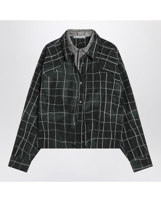 Acne Black Layered Check Shirt for men
