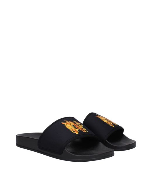 Palm Angels Blue Slippers And Clogs Fabric