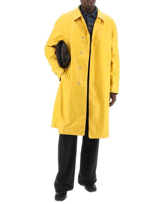 Trench-coat dans un coton enduit d'effets usé Maison Margiela pour homme en coloris Yellow