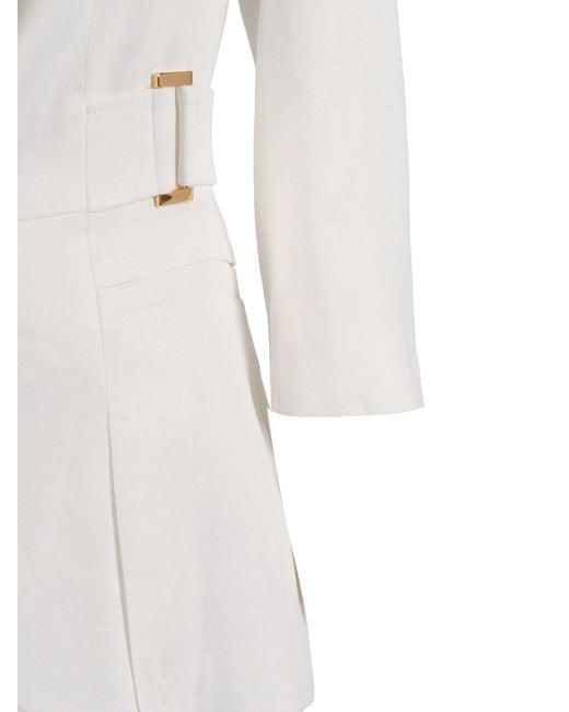 Elisabetta Franchi White Jacket Linen Viscose Elastane