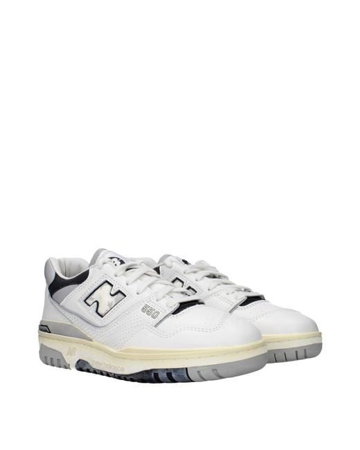 New Balance White Sneakers 550 Uomo Pelle Bianco/Grigio Chiaro for men