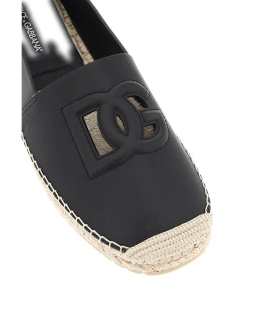 Dolce & Gabbana Leder Espadrilles mit DG -Logo und in Black für Herren