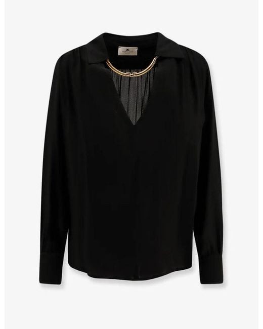 Camisa con accesorio de joyas Elisabetta Franchi de color Black